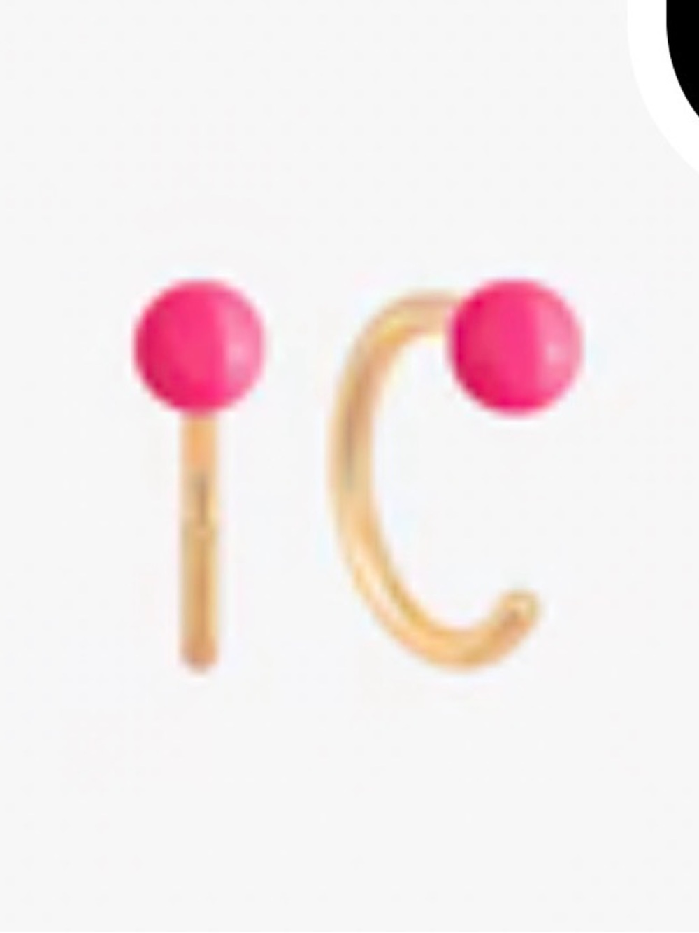 J&CO Gold Hoop Earrings Pink Bead Accent New